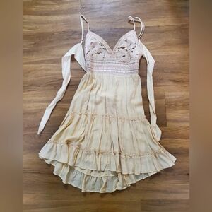 Juniors Love Tree Crochet Tier Slip A-Line Dress